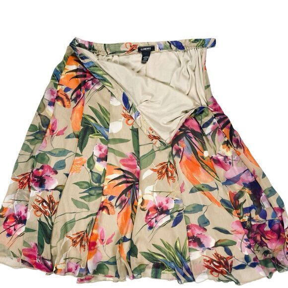 Elementz Midi Skirt Womens L Colorful Floral Flowy Bohemian Costal Core Beachy - Picture 6 of 12